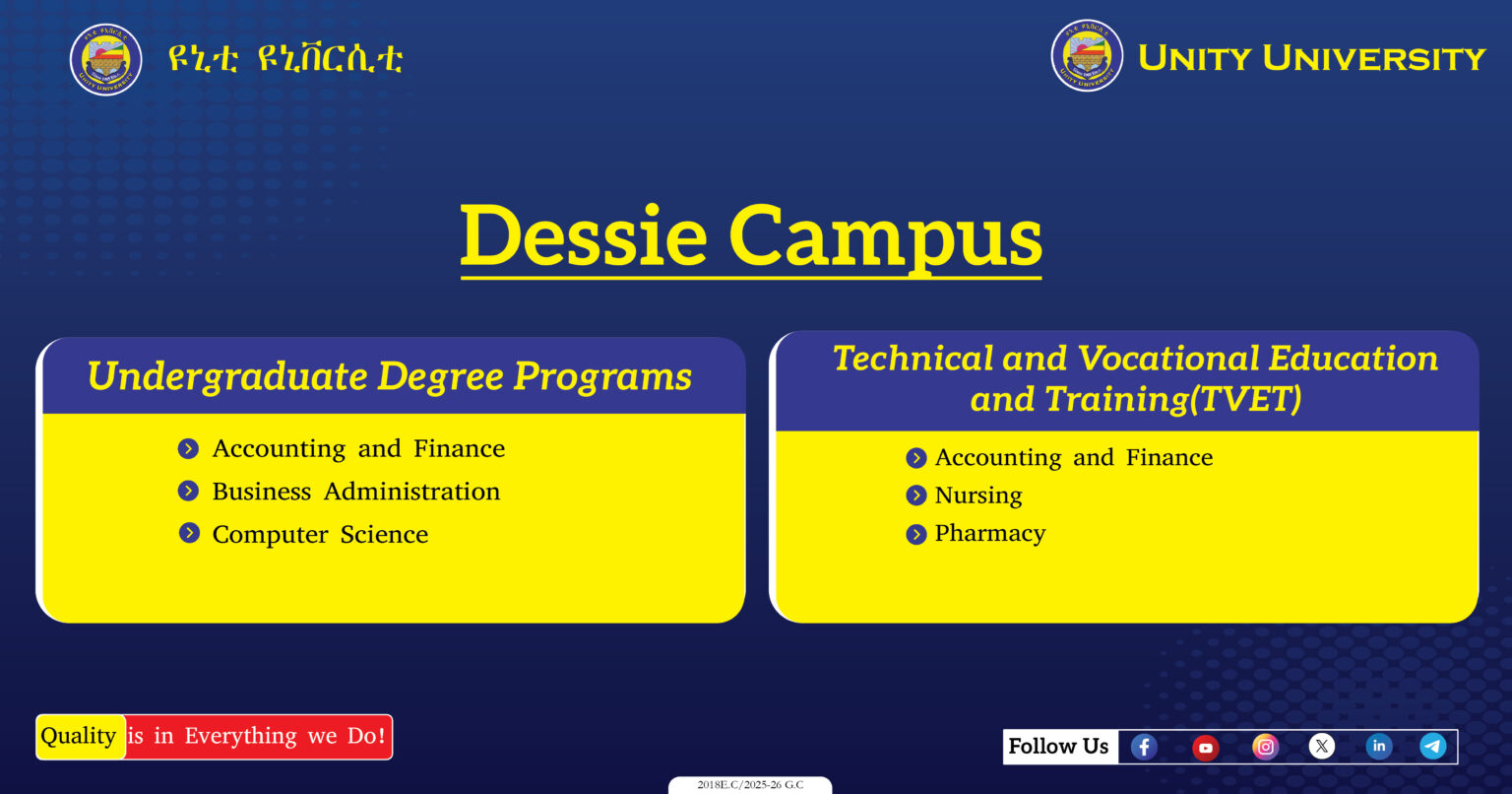 Unity University Dessie Campus program we offer List-01